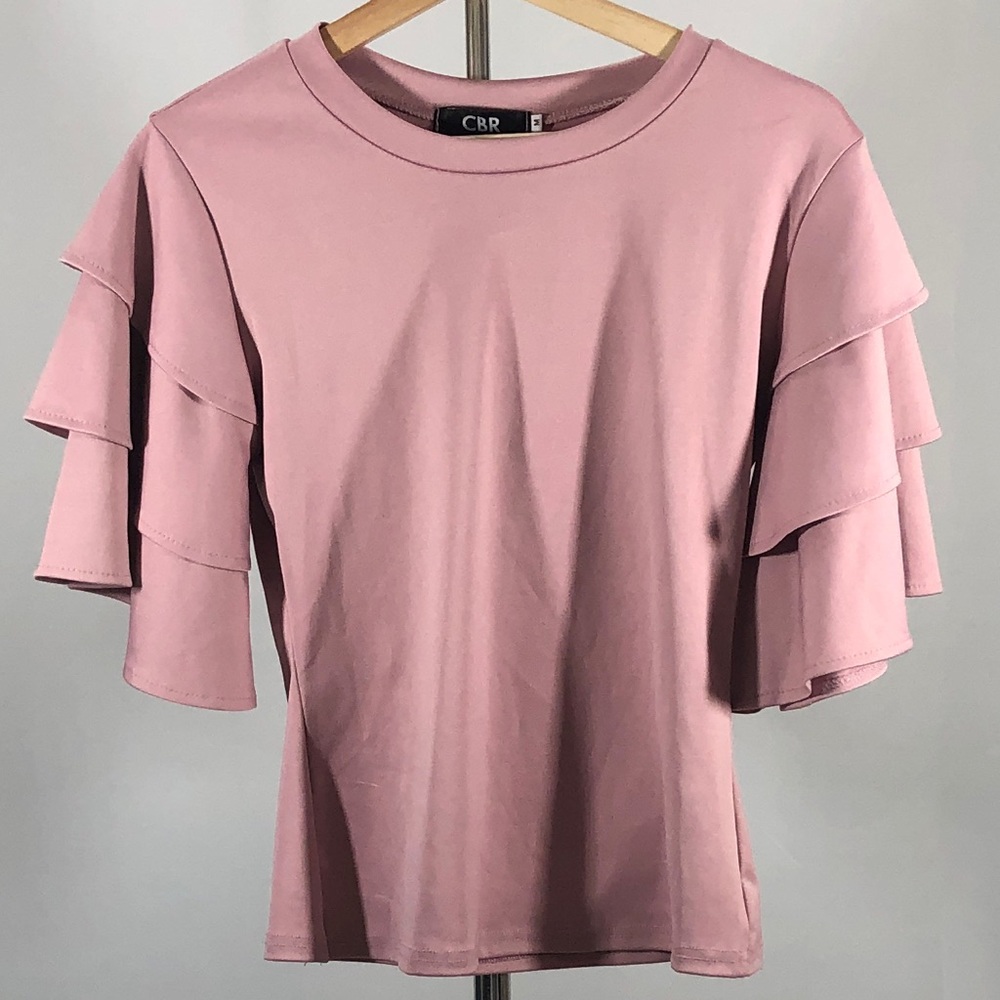 CBR Ruffle Sleeve Pink Blouse Size M